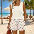thumbnail image 2 of Two Piece Sets for Women Lounge Womens Short Sets Polka Dots Beach Vacation Sleeveless Square Neck Tank Tops and Shorts Womens Summer Outfits Beige XL, 2 of 8