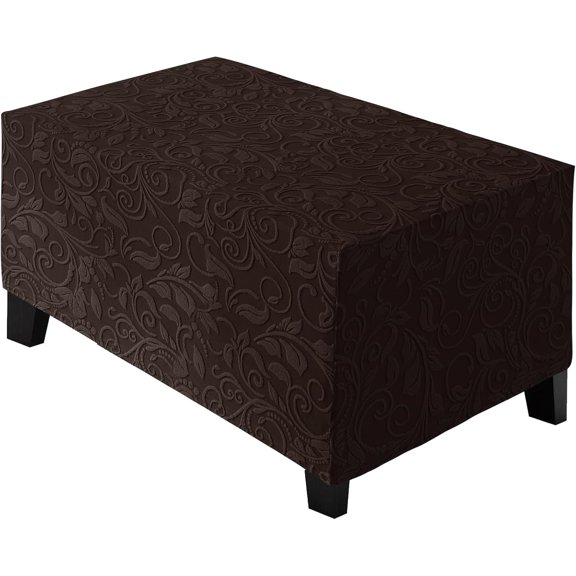 Ottoman Cover Rectangle Ottoman Slipcovers Jacquard Stool Covers Folding Storage Footstool Protector for Living Room with Nonslip Elastic Bottom
