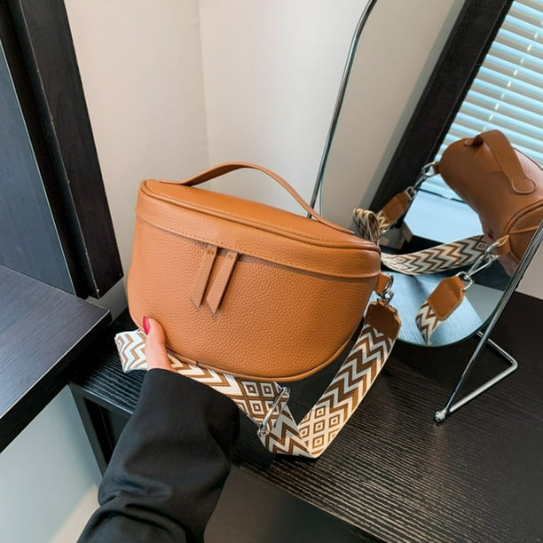 Bolso de pecho para mujer rinonera de moda bolso de cintura de cuero de vaca de Color solido bolso tipo cartera Bodega Aurrera en linea