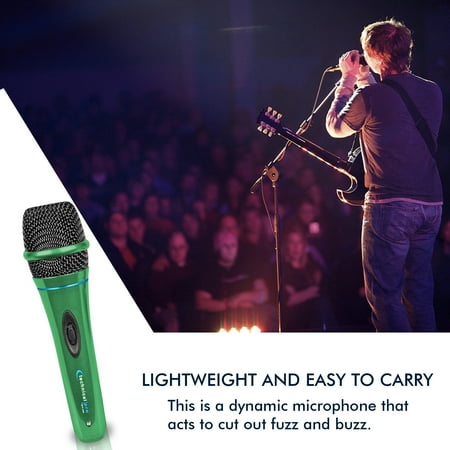 Set of 4 Professional Portable Microphone with Digital Processing, Steel Construction, Singing Machine, 10 Ft Cable Wired Mic Included, XLR to 1/4, Green Karaoke DJ Wired Microphone, Church