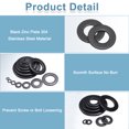 thumbnail image 3 of 100 Pcs M3.5 304 Stainless Steel Flat Washers, 3.8mm ID x 7.7mm OD x 0.5mm Thick Black Zinc Plated Metal Washers, 3 of 6