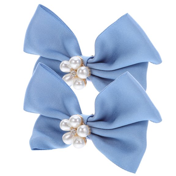 Raindrops 1Pair Elegant Blue Alloy Bow Shoe Clips for Bridal Shoe Accessories