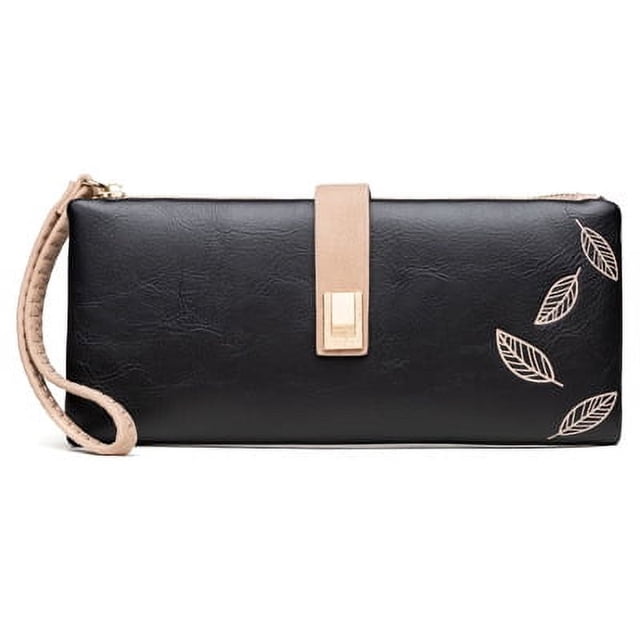 Cartera para mujer con tres pliegues, estilo retro esmerilado, tipo tarjetero, multifuncional, portátil, tipo clutch largo