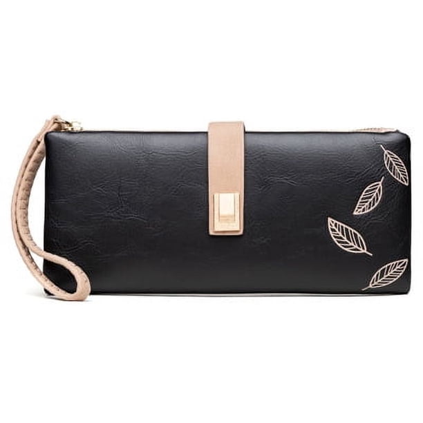 Cartera para mujer con tres pliegues, estilo retro esmerilado, tipo tarjetero, multifuncional, portátil, tipo clutch largo