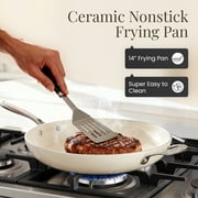 Gotham Steel 14 Inch Non Stick Frying Pans Large Nonstick Cooking Pan, Nonstick Skillet, Non Stick Pan, Ceramic Pan Dishwasher Safe, Cream White