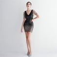thumbnail image 4 of Vestido de fiesta con cuentas degradadas y cuentas artesanales, vestido de noche largo ajustado para banquete, vestido corto elegante, 4 of 4