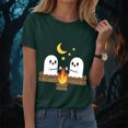 thumbnail image 2 of TOWED22 Halloween T Shirt Women Crew Neck Short Sleeve Cute Bow Ghost Graphic T Shirts - Spooky Print Loose Top Funny Fashion Clothes(Dark Green,M), 2 of 8