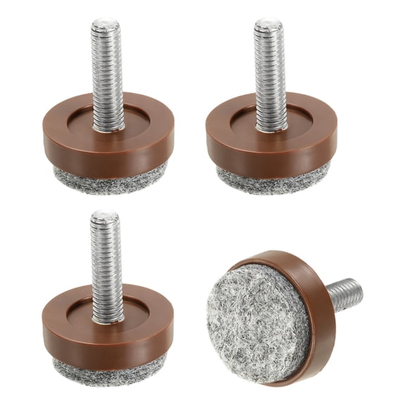 Uxcell 4 Pcs Adjustable Furniture Leg Levelers, M8 x 1" x 0.8" Threaded Screw-in Leveling Feet Pad Floor Protector for Tables Cabinets Chairs Sofa Outdoor Furniture Feet, Brown