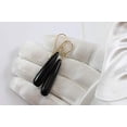 thumbnail image 3 of 14k Gold Filled Black Onyx Earrings Smooth Rounded Narrow Teardrop Large Long Drop Dangles, 2.1" Designed for Adult Women, 3 of 5