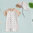 thumbnail image 2 of UAYOTSE 70 110 Kids Cap + Short Sleeve Check Stylish and Cute Kids Swimsuit,Sizes 3-6 Months, 2 of 7