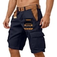 thumbnail image 5 of Dwelliawo 250 Anniversary Usa Mens Big and Tall Cargo Shorts Quick Dry Water Resistant Hiking Shorts with Multi-Pocket Elastic Waisted Trousers Dark Blue 2XL, 5 of 5