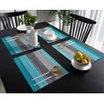 thumbnail image 3 of Placemats Set of 4, Retro Rustic Barn Wood Texture Polyester Stain Resistant Table Mats Washable Placemat Decoration for Kitchen Dining Table Ombre Aqua Blue Gray, 3 of 6