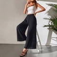 thumbnail image 5 of Women's Wide Leg Chiffon Palazzo Pants, Elegant Flowy High Waisted Loose Business Casual Trousers with Pockets, 5 of 5