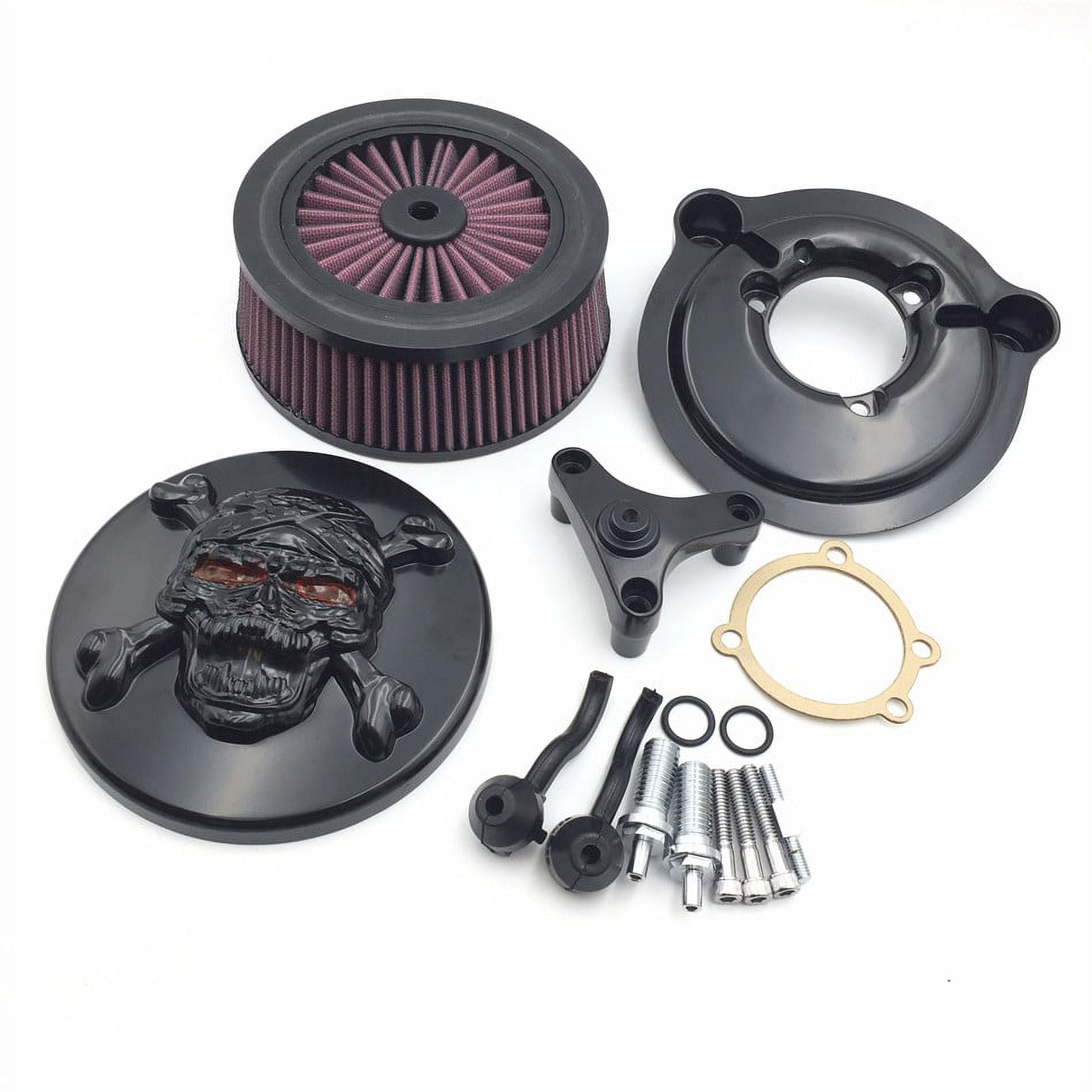HTT-MOTOR Motorcycle Black Skull Zombie with Cross Bones Air Cleaner Intake  Filter System Kit For Harley Davidson 2007-later XL Sportster 1200 Nightster  883 XL883 Low XL1200L Seventy Two Forty Eight 