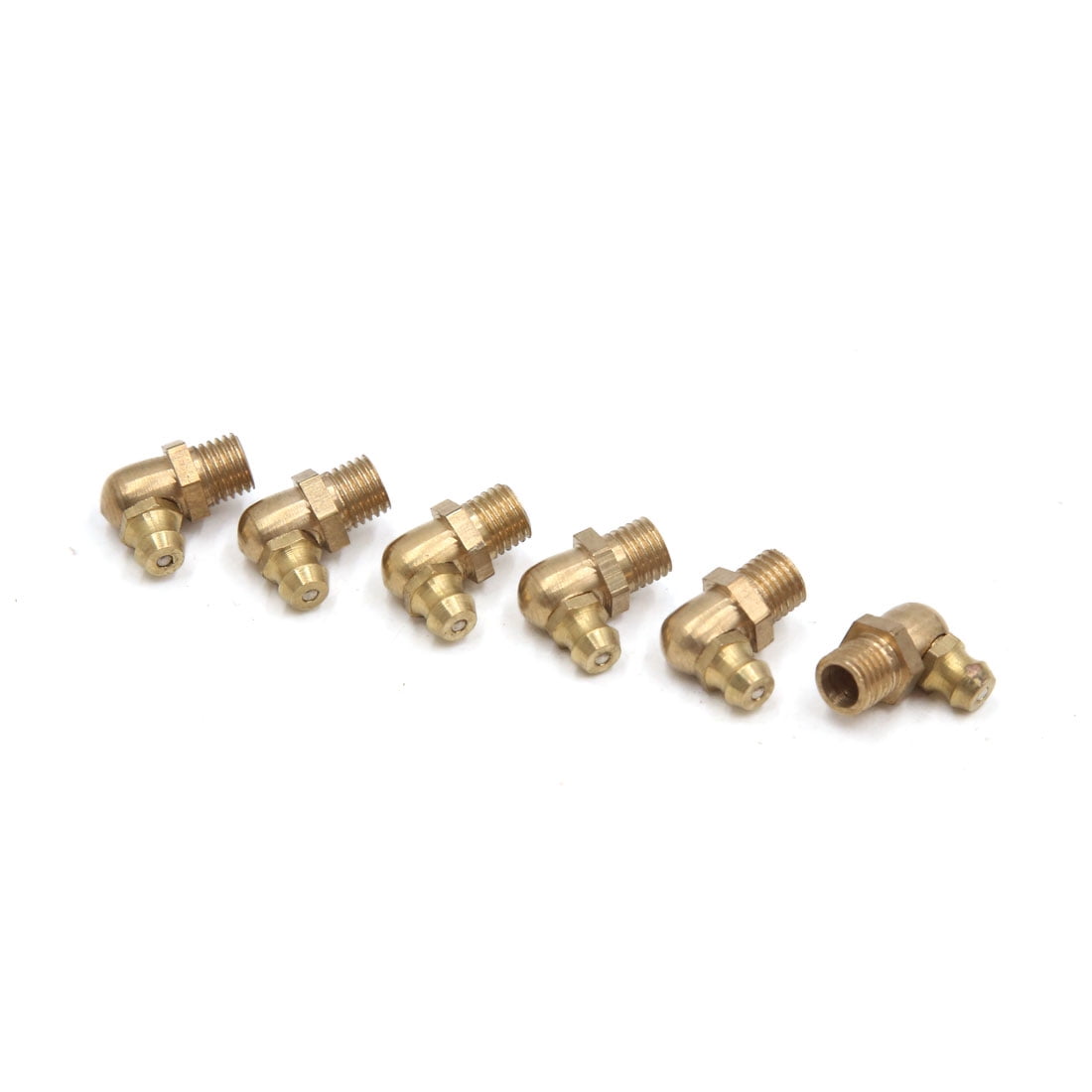 6 Pcs Brass M8 x 1mm Thread 90 Degree Angle Grease Zerk Nipple Fitting