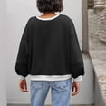 thumbnail image 3 of qucoqpe Womens Colorblock Crewneck Sweatshirt Stylish Contrast Trim Long Sleeve Pullover Soft Breathable Casual BLouse Top for Everyday Wear, 3 of 5