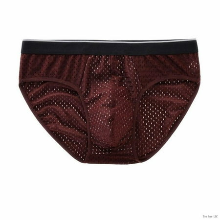 

Mens Ultra-Thin Sexy Thongs Underwear Low-Waist Ice Silk Transparent Mesh Briefs