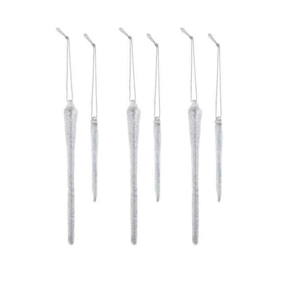 Old World Christmas 6.00In Frosty Glass Icicles St/6, Glass, Reflective Textured 34049