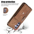 thumbnail image 7 of ELEHOLD Crossbody Wallet Case For Samsung Galaxy A72,with RFID Card Slots Zipper Pocket Kickstand Function Shockproof Purse Case with Detachable Shoulder Strap,Brown, 7 of 7