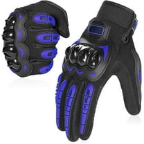 Motorcycle Gloves Breathable, Touchscreen Motorbike Gloves Anti-Slip with Good Grip Hard Knuckles Protection for Men Women Motocross, BMX ATV MTB Cycling, Road Racing - Blue L