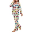 thumbnail image 3 of Garronmavis Flower Women 2 Piece Floral Pajama Set Button Down Long Sleeve Loungewear Soft Pj Lounge Sets Classic Notch Collar Sleepwear with Pockets, 3 of 7