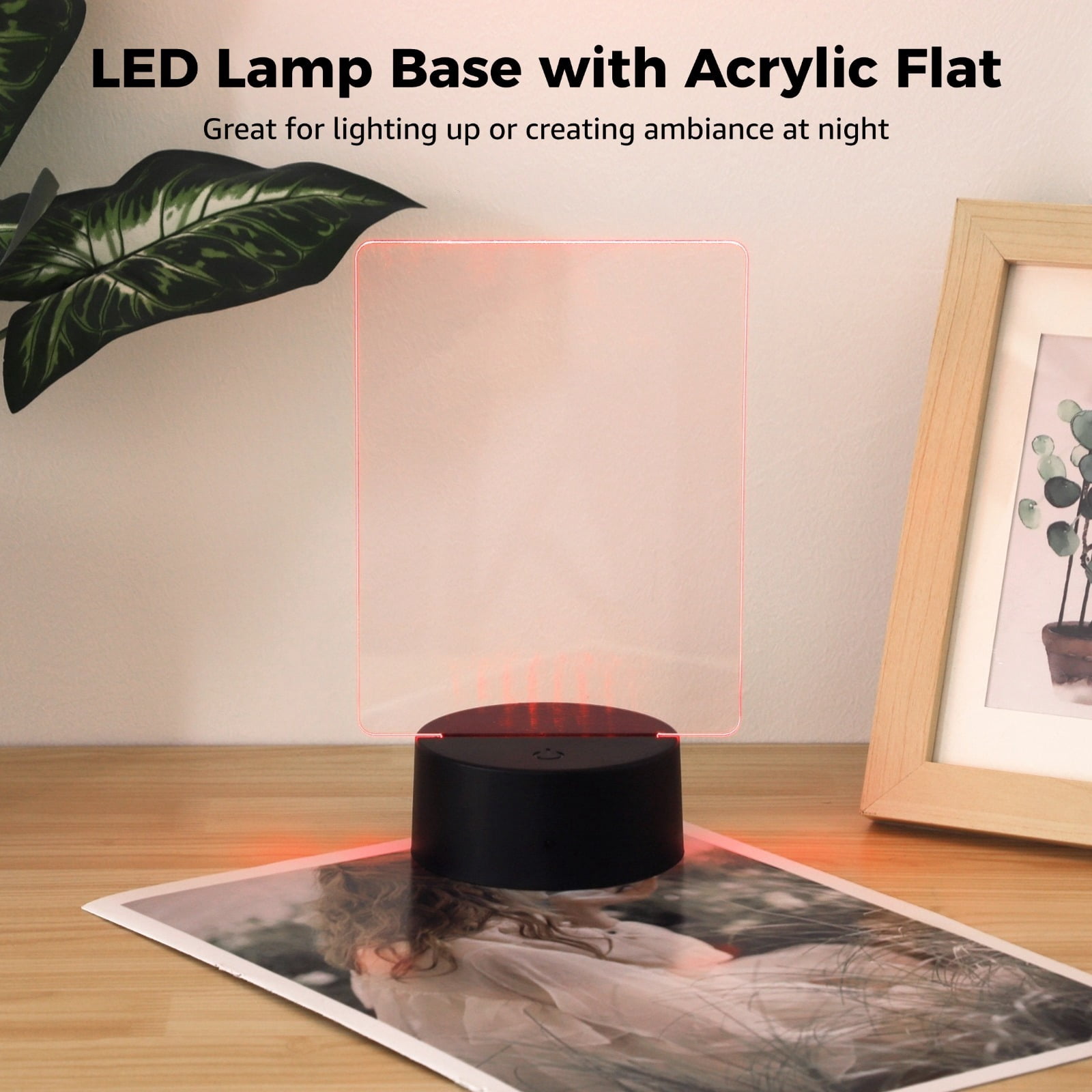 12 Sets LED Lamp Base with Acrylic Sheet, 16 Colors 4 Modes Remote Control, 3D Night Light Display Base for Home Cafe Restaurant DIY Decor