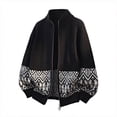 thumbnail image 2 of IROINNID Men's Full Zip Stand Collar Cardigan Sweater Cable Knit Fair Isle Jacquard Hem Two Way Zipper Casual Winter Warm Layering Top, 2 of 4