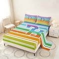 thumbnail image 2 of Manfei Rainbow Stripe Monogram Queen Sheets, Glitter Letter B Queen Sheet Sets, Multicolor White, Polka Dots Reversible 4-Piece1 Flat Sheet + 1 Fitted Sheet + 2 Pillowcases, 2 of 6