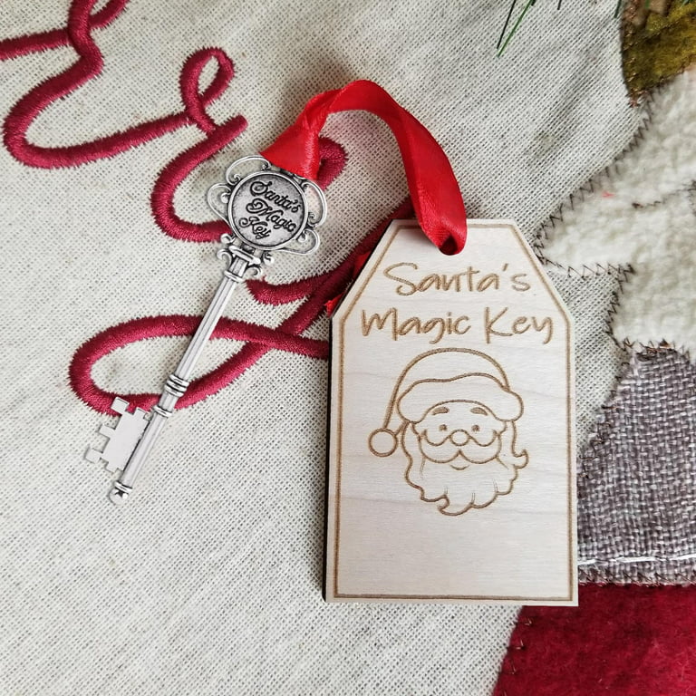 2 Sets Santa's Key Wooden Gift Tags and Mesh Bags, Christmas Santa Key  Magical Santa Claus Christmas Ornaments for House