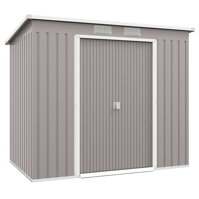 Outsunny 7' x 4' Lean to Outdoor Storage Shed with Foundation Kit