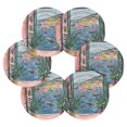 thumbnail image 7 of Yayeee 6 PCS Drink Coasters with Holder Set Woven Absorbent Round Tabletop Hot Pad, Pink Window, 7 of 7