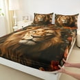 thumbnail image 3 of Manfei Kids Lion King Twin Sheet Sets, Jungle Wildlife Animal Twin Fitted Sheet, Vintage Flower Flat Sheet, Microfiber Bedroom Decor, 3 Pieces, 3 of 7