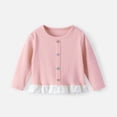 thumbnail image 6 of vdgthytj Toddler Girls Long Sleeve Shirts Cute Lace Hem Button Casual Solid Color Basic Tee Tops for Kids, 6 of 9