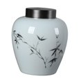 thumbnail image 1 of Jarrón de cerámica con forma de jengibre para flores, jarrón tradicional de porcelana para té Bambú, 1 of 9