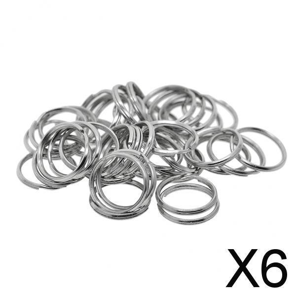 6x 50 de Plata de Material Acero Inoxidable con Bordes Partidos, de Llavero Circular de 20 Mm para La Organización de Las Llave 6 piezas