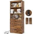 thumbnail image 4 of Aheaplus 71 inches Bookshelf with USB Ports and Outlets, Wooden Bookcase with 3 Drawers & Open Shelves, Tall Storage Cabinet Book Shelf Storage Organizer for Living Room, Home Office, Rustic Brown, 4 of 7