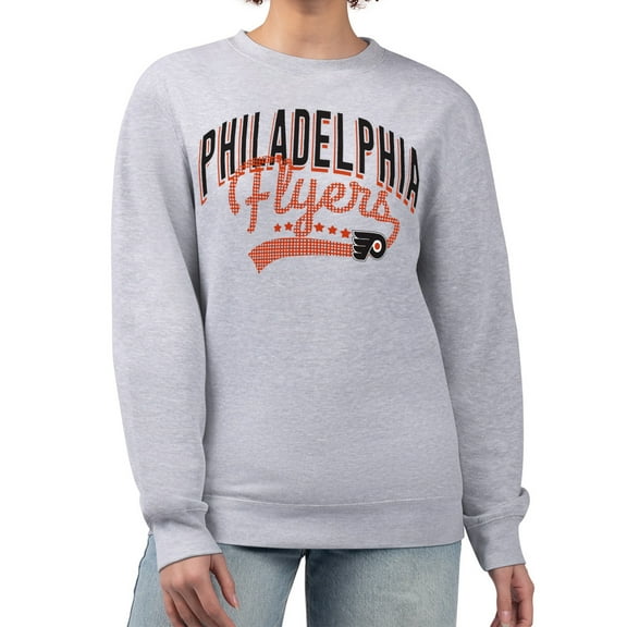 Women's G-III 4Her by Carl Banks  Heather Gray Philadelphia Flyers Filigree Team Graphic Fleece Pullover Sweatshirt