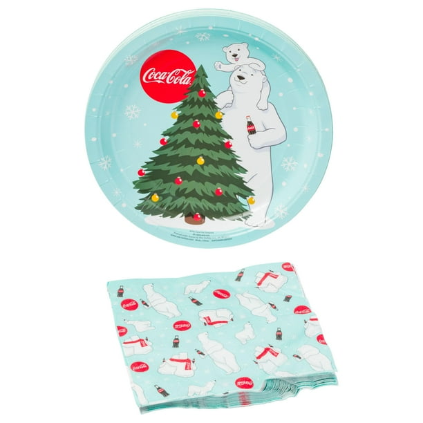 Set de artículos de fiesta Silver Buffalo Coca-Cola Polar Bears, paquete de 32