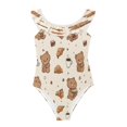 thumbnail image 3 of Girls Ruffle One Piece Swimsuit, Stretchy Fabric for Beach & Pool Activities Cute Teddy Bear, 3 of 8