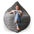 thumbnail image 2 of Congermom 4 in 1 Bean Bag Chair, Giant Memory Foam Filling Bean Bag Sofa, Adult Bean Bag Chair, Machine Washable Faux Fur Cover, Bean Bag for Adult (Grey), 2 of 8