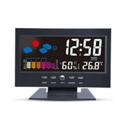Réveil multifonctionnel écran LCD rétroéclairé horloge numérique avec affichage de l'heure/date/semaine/température/humidité/météo