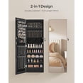 thumbnail image 3 of SONGMICS HOME Mueble colgante para colgar en la pared, con luces interiores LED, organizador de joyas montado en la puerta, espejo de longitud completa, idea de regalo, tinta negra, 3 of 6