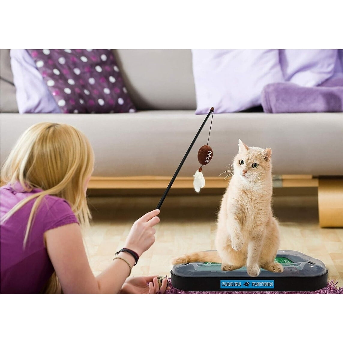 Pets First NFL Cat Scratcher Toy with Catnip Plush & Feather Cat Toy 6-in-1 Kitty Toy Chicago Bears