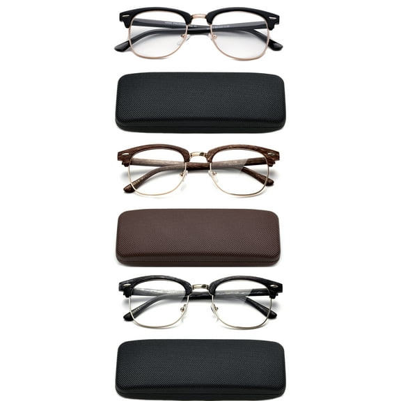 Newbee Fashion Retro Vintage Horn Rimmed Half Frame Reading Glasses for Men