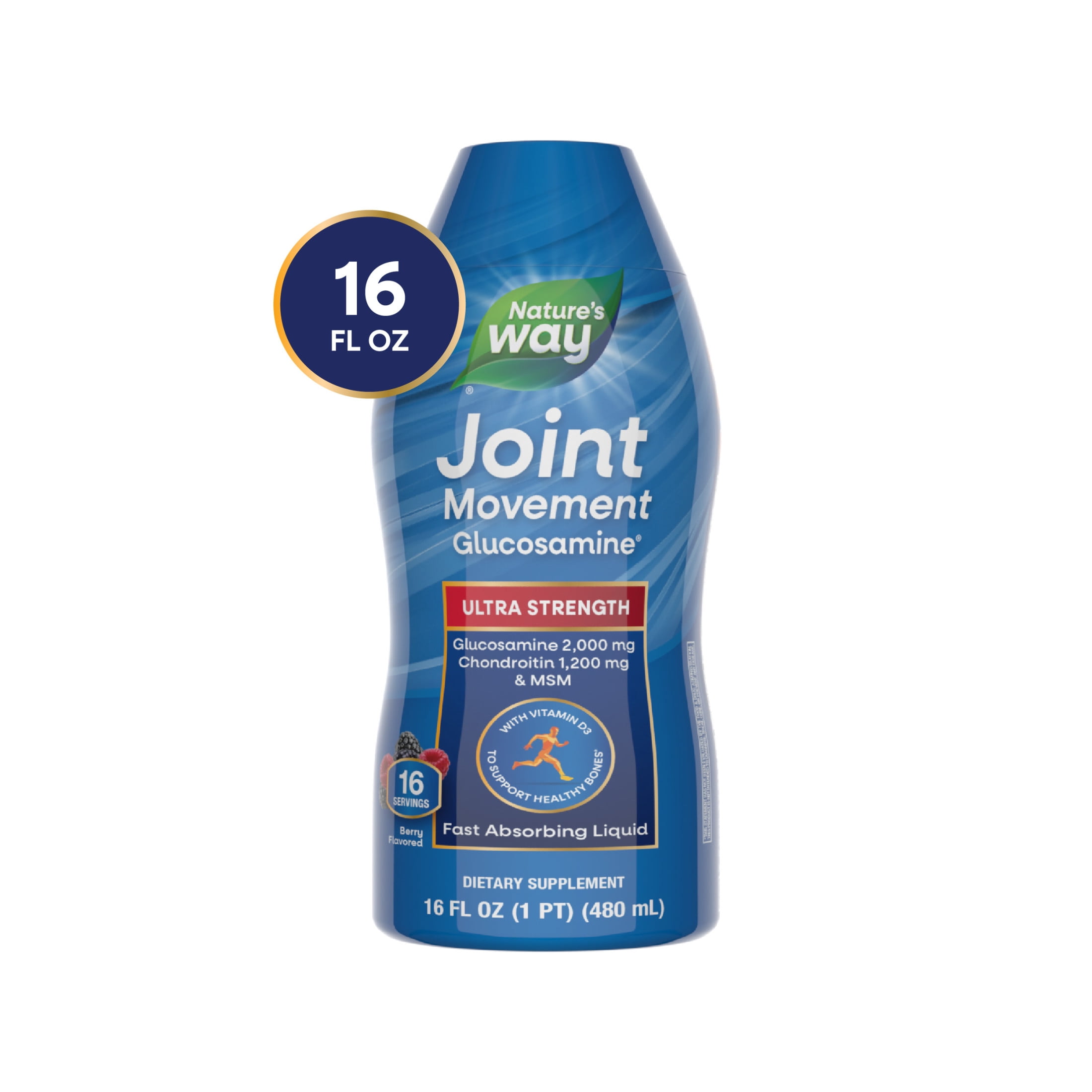 Nature's Way Joint Movement Glucosamine Liquid Supplement, Unisex, Berry Flavored, 16 fl oz