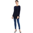 thumbnail image 5 of BodiLover, Women's, Dolman Sleeve Boat Neck Oversized Sweater Top, Navy, M, 5 of 6