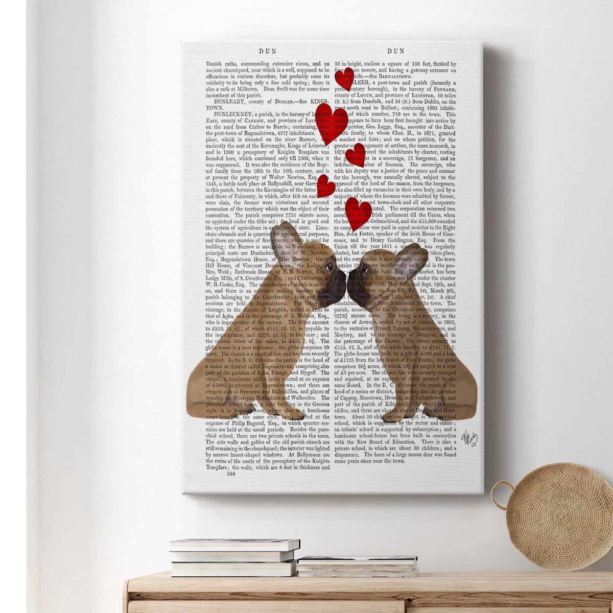French Kiss and Hearts Premium Gallery Wrapped Canvas - Ready to Hang