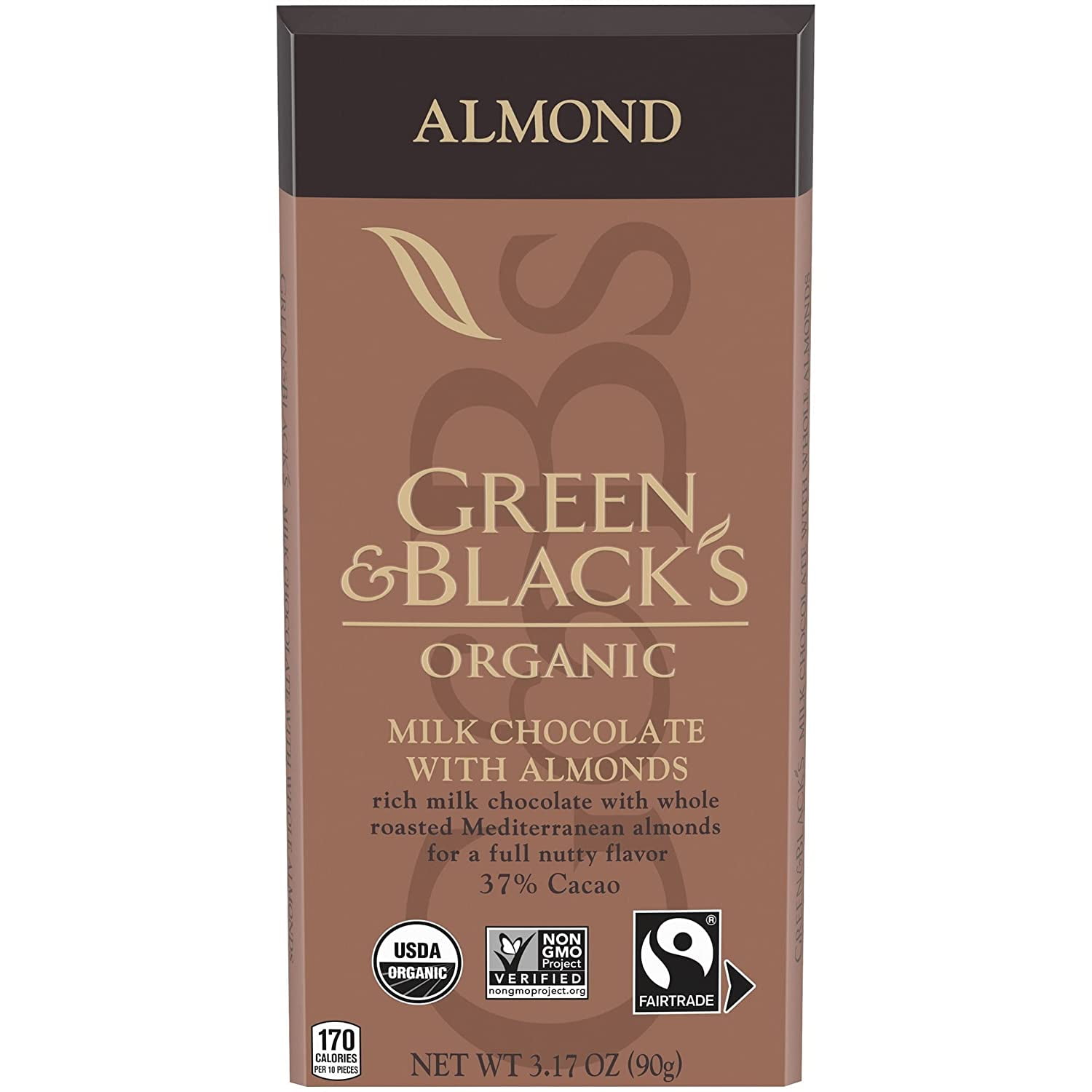 Green & Black's Organic Milk Chocolate With Almonds 3.17 oz Pack of 3