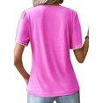 thumbnail image 2 of Blusa de manga de pétalo con cuello redondo y ribete de encaje, blusa ajustada plisada de manga corta de pétalo para mujer, citas, 2 of 5