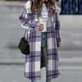 thumbnail image 2 of ASDFVBKG Womens Lightweight Long Plaid Jacket Button Down Casual Lapel Long Sleeve Jacket Dressy Loose Coats Fall Winter Hoodie Outerwear with Pockets Purple M, 2 of 4